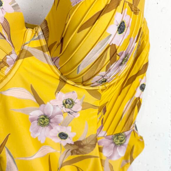 Ted Baker Womens Cabana Balconette Swimsuit Yellow Floral Removable Straps 12 - Picture 13 of 16